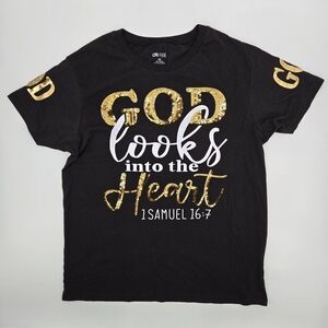 On Fire Black and Gold Spiritual Graphic T-Shirt